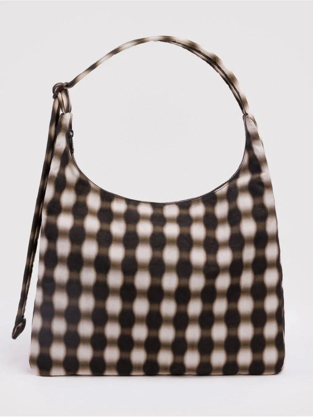 BAGGU Black and Cream Patterned Shoulder Bag